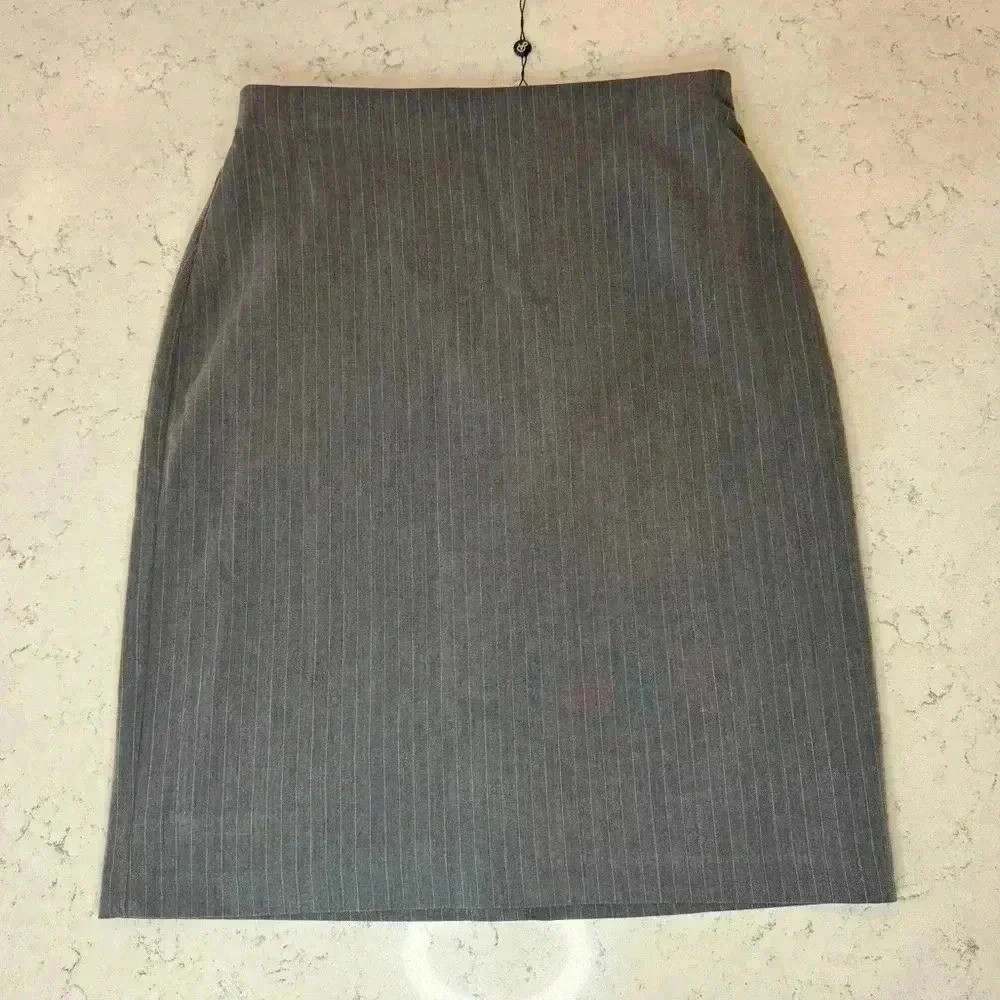 Adrianna Papell Pinstripe Pencil Skirt In Heather Charcoal Size 10 NWT